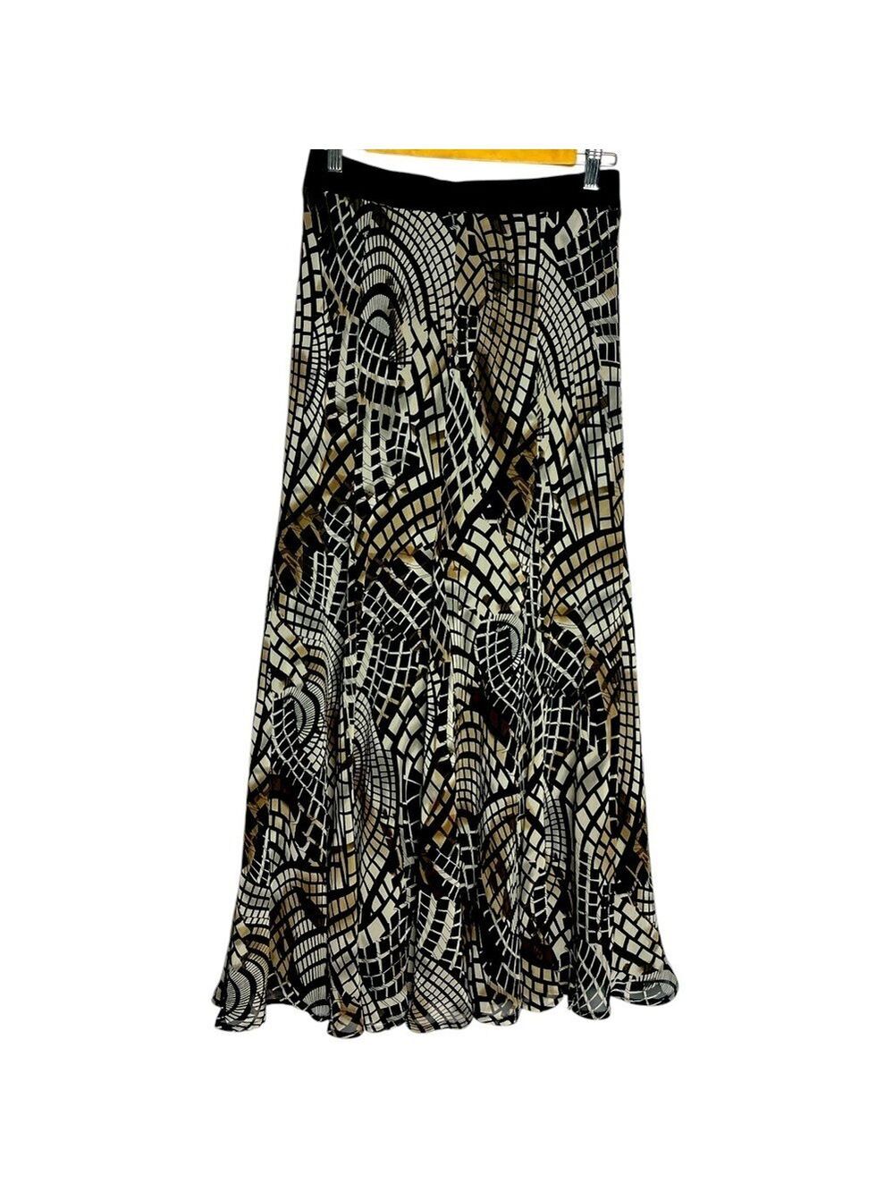 Linea Domani Black & Brown Chiffon Maxi Skirt, size S